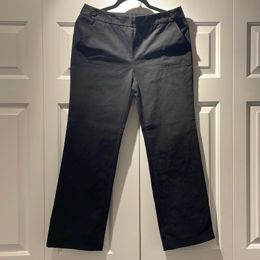EUC Tory Burch Black Grosgrain Ribbon Trimmed Cotton Pants